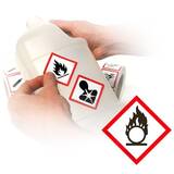 GHS Flame Over Circle Pictogram Labels (2" x 2"), 500/roll - GHS1303