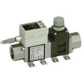 SMC PF3W7 Digital Flow Switch for Water, 3-Color Display, Integrated Display - PF3W740S-N06-BT-F