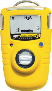 BW Technologies GasAlertClip Extreme 3 Year Single Gas Detector Hydrogen Sulfide (H2S) Low Alarm Version - 5 ppm / High - 10 ppm