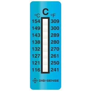 Digi-Sense Irreversible 8-Point Vertical Temperature Label, 240-310F/116-154C; 25/Pk - 08068-24