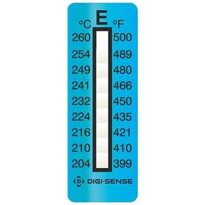 Digi-Sense Irreversible 9-Point Vertical Temperature Label, 400-500F/204-260C; 25/Pk - 08068-28
