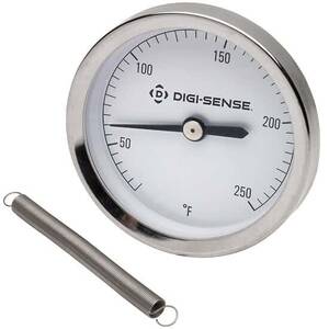 Digi-Sense ST221SS-1 Surface Thermometer, 2.5 in. Face, 1-Spring Pipe Mount, 0 to 250 ° F - 08107-25