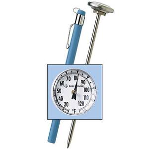 Digi-Sense Stainless Steel Bimetal Pocket Thermometer, 1 in. Dial, Poly Lens, 8 in. Stem, -10-110C, 1C Div - 08080-73