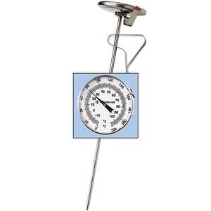 Digi-Sense Stainless Steel Bimetal Pocket Thermometer, 2 in. Dial, Poly Lens, 8 in. Stem, 25 to 125F (-4 to 52C), F Div - 08080-97