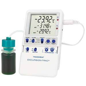 Digi-Sense Traceable Excursion-Trac Datalogging Thermometer with Calibration; 1 Plastic Bottle Probe - 98767-67