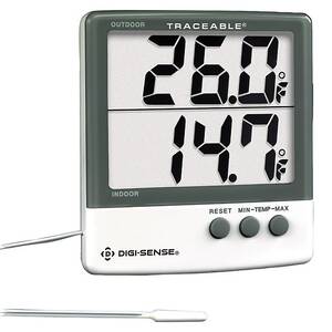 Digi-Sense Traceable Indoor/Outdoor Digital Thermometer with Giant Dual-Display and Calibration - 90000-75