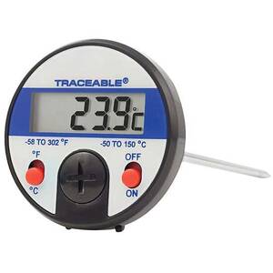 Digi-Sense Traceable Jumbo-Display Thermometer with Calibration, ±0.3°C accuracy at tested points; 1 Piercing-Tip Probe - 98767-41