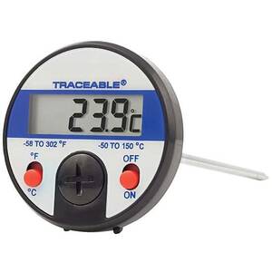 Digi-Sense Traceable Jumbo-Display Thermometer with Calibration, ±1°C accuracy; 1 Piercing-Tip Probe - 98767-22