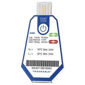 Digi-Sense Traceable ONE Single-Use USB Temperature Data Logger, 10 Day, 1 Minute Interval, 12 to 14°C; 10/pk - 18004-14