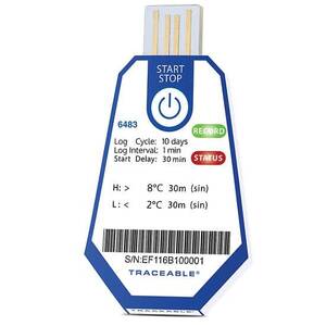 Digi-Sense Traceable ONE Single-Use USB Temperature Data Logger, 10 Day, 1 Minute Interval, 2 to 8°C; 10/pk - 18004-15