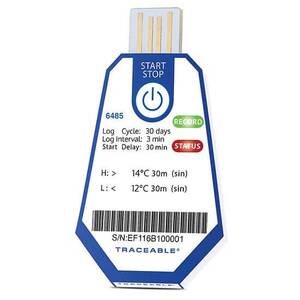 Digi-Sense Traceable ONE Single-Use USB Temperature Data Logger, 30 Day, 3 Minute Interval, 12 to 14°C; 10/pk - 18004-17