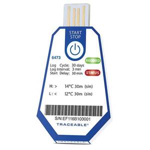 Digi-Sense Traceable ONE Single-Use USB Temperature Data Logger, 30 Day, 3 Minute Interval, 12 to 14°C; 40/pk - 18004-03