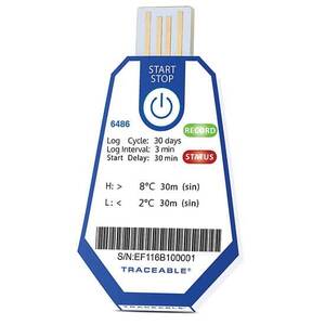Digi-Sense Traceable ONE Single-Use USB Temperature Data Logger, 30 Day, 3 Minute Interval, 2 to 8°C; 10/pk - 18004-18