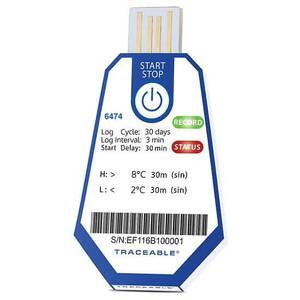 Digi-Sense Traceable ONE Single-Use USB Temperature Data Logger, 30 Day, 3 Minute Interval, 2 to 8°C; 40/pk - 18004-04