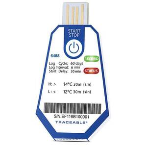 Digi-Sense Traceable ONE Single-Use USB Temperature Data Logger, 60 Day, 6 Minute Interval, 12 to 14°C; 10/pk - 18004-20