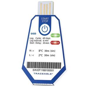 Digi-Sense Traceable ONE Single-Use USB Temperature Data Logger, 60 Day, 6 Minute Interval, 2 to 8°C; 10/pk - 18004-21