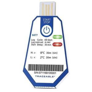 Digi-Sense Traceable ONE Single-Use USB Temperature Data Logger, 60 Day, 6 Minute Interval, 2 to 8°C; 40/pk - 18004-07