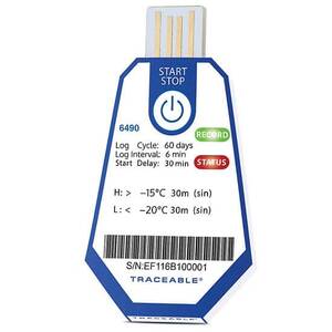 Digi-Sense Traceable ONE Single-Use USB Temperature Data Logger, 60 Day, 6 Minute Interval, -20 to -15°C; 10/pk - 18004-22