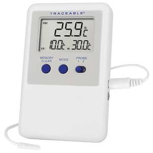 Digi-Sense Traceable Ultra Refrigerator/Freezer Thermometer with Calibration; 1 Bullet Probe - 98767-56