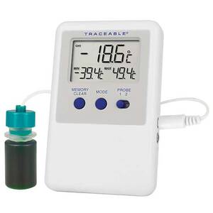 Digi-Sense Traceable Ultra Refrigerator/Freezer Thermometer with Calibration; 1 Plastic Bottle Probe - 98767-61