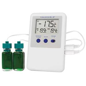 Digi-Sense Traceable Ultra Refrigerator/Freezer Thermometer with Calibration; 2 Bottle Probes - 98767-55