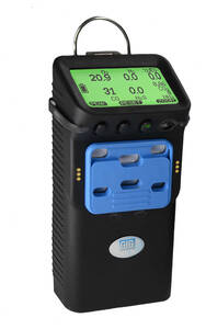 GfG G999E Multi-gas Atmospheric Monitor, O2, NO2, SO2, NH3, NDIR (LEL) with pump, sample probe, & tubing, Includes calibration cap, cable, charging cradle, and wall power adapter - G999E-03101624006110