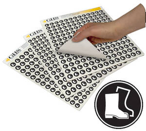 GHS Boots PPE Hazard Class Pictogram Label (1"), 1120/Pad - GHS1221