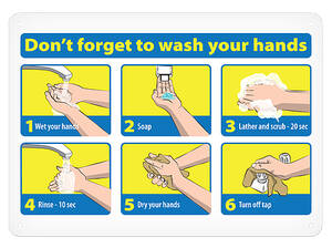 GHS Don't Forget To Wash Your Hands Sign (7" x 10") Adhesive Vinyl - SA5081V
