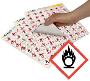 GHS Flame Over Circle Hazard Class Pictogram Label (1"), 1120/Pad - GHS1208