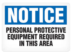 GHS Notice PPE Required In This Area Safety Sign (7" x 10") Adhesive Vinyl - SA4051V