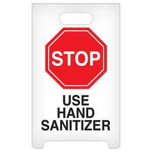 GHS STOP Use Hand Sanitizer A-Frame Floor Sign - ASF1012