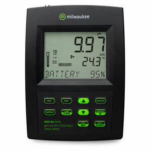Milwaukee Combined Logging, GLP,pH/ORP/EC/TDS/NaCl/Temp Combined Data Logging Bench Meter - MW180US