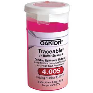 Oakton Traceable One-Shot Buffer Solution, Red, pH 4.005; 6 x 100 mL Vials - WD-98767-77