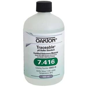 Oakton Traceable® pH Standard Buffer with Calibration, Clear, pH 7.416; 500 mL - WD-00655-46