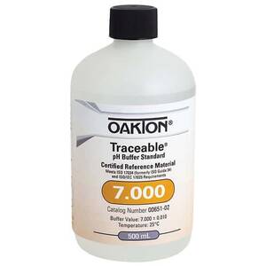 Oakton Traceable® pH Standard Buffer with Calibration, Clear, pH 7; 500 mL - WD-00651-02