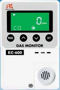 RKI Instruments EC-600 Indoor Stand Alone Carbon Monoxide Monitor, 0-150 ppm, Battery Operated (2 AA batteries), with 5 Meter Extender Cable - 73-1202-05