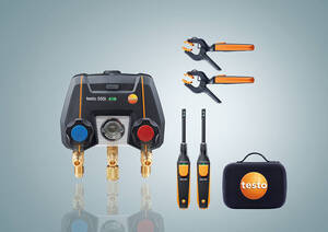 Testo 550i Smart Kit - App-controlled Digital Manifold with Wireless Clamp Temperature Probes (NTC) and Wireless Thermohygrometers - 0564 5550 01